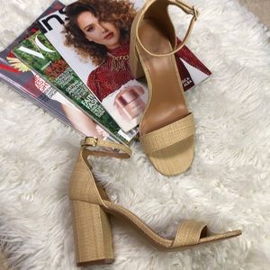 J. Crew Raffia block heel sandals
